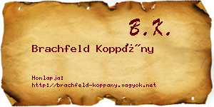 Brachfeld Koppány névjegykártya
